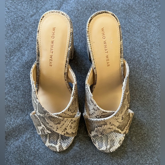Who What Wear Slipper Heel Sandals Snakeskin Print - Picture 6 of 11
